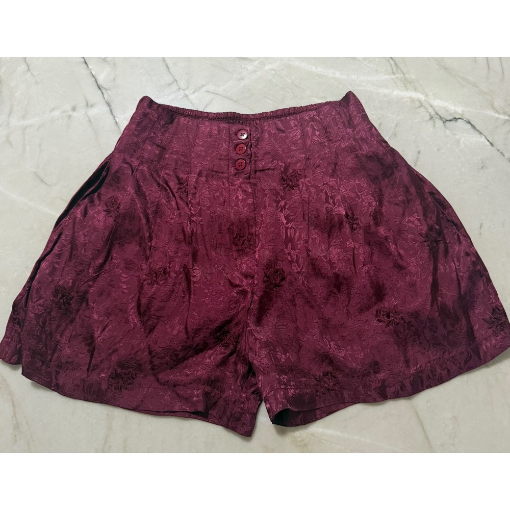 Free People Go You Own Way Burgundy Floral Jacquard High Rise Shorts Wine Red XS